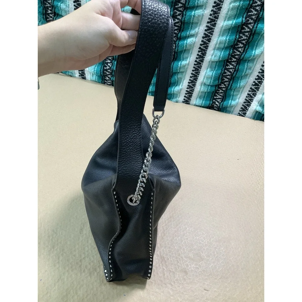 Michael Kors Astor Silver Studded Black Leather Large Hobo